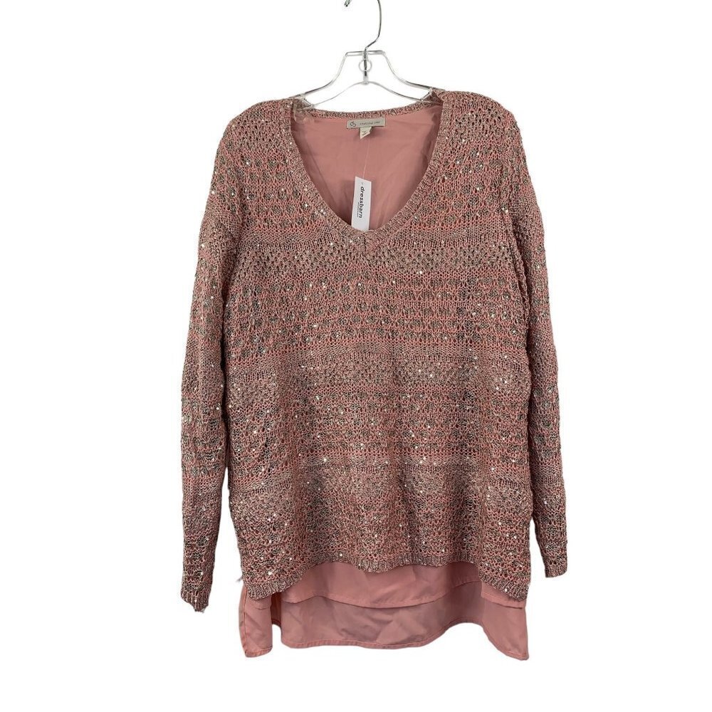 Dressbarn Women's Metallic Pink Sweater Top - Picture 1 of 8